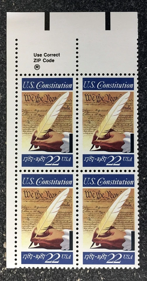 1987USA #2360 22c US Constitution - Zip Block of 4   Mint - Image 1 of 1