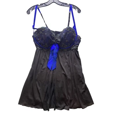 Vestido sin Mangas Cacique Para Mujer 22/24 Babydoll Lencería Negro Azul Cinta de Encaje Nuevo con Etiquetas Foto 1 de 4