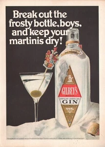 1969 Vintage GILBEYS GIN Frosty Bottles Distillery Print Ad - Picture 1 of 1