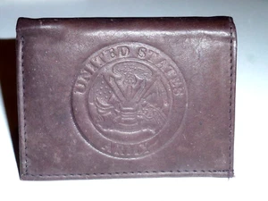 UNITED STATES ARMY Leather TriFold Wallet NEW black 3 m1 - Picture 1 of 5