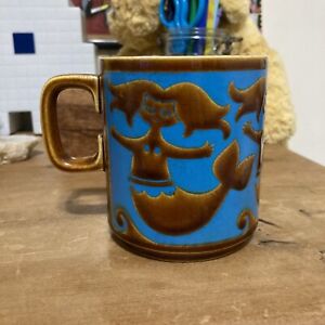 Vintage Hornsea England Mermaid Coffee Mug Cup John Clappison Olive & Blue