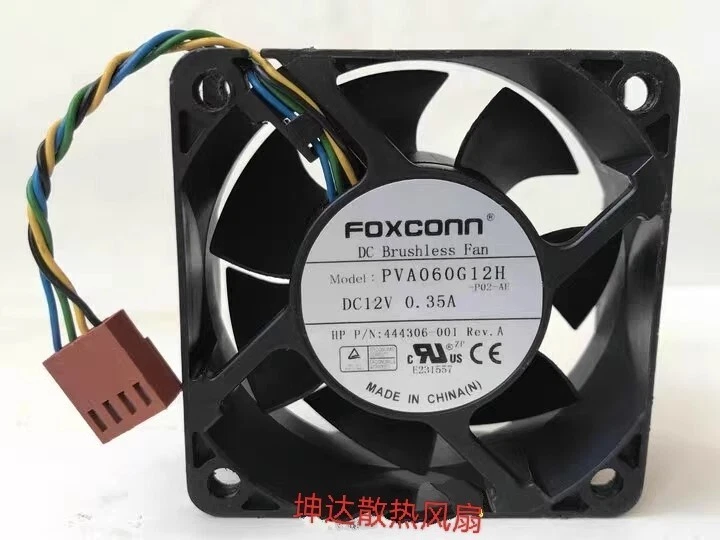 FOXCONN PVA060G12H DC12V 0.35A 6025 6CM 4-Wire Cooling Fan - Image 1 of 1