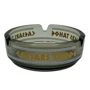 Plato baratija vintage de vidrio ahumado Caesars Tahoe casino cenicero - Imagen 1 de 3