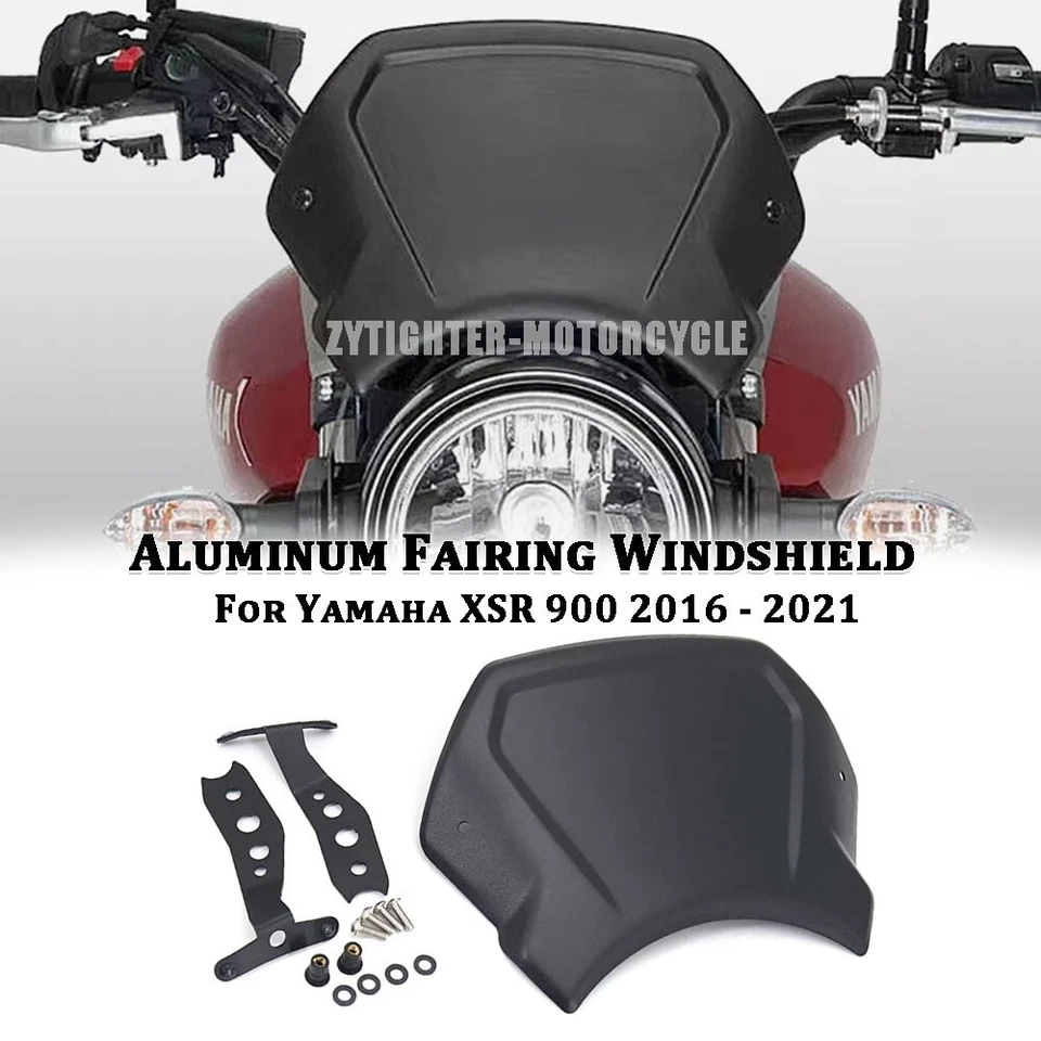 Carenado de aluminio CNC para Yamaha XSR 900 2016-2021 PARABRISAS NEGRO Foto 1 de 4