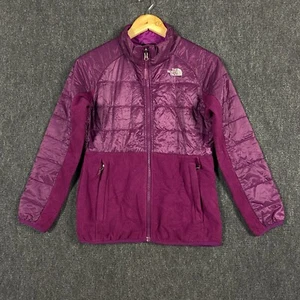 The North Face Girls Full Zip Puffer Jacket Magenta Zipped Pockets High Neck - Picture 1 of 14