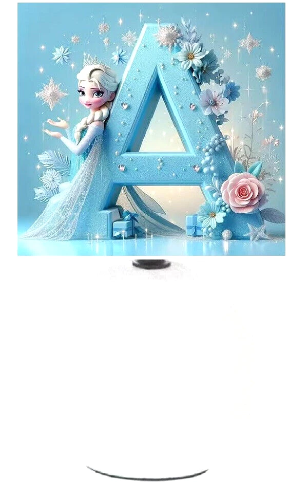 Lampe de chevet Blanc Céramique. Reine des Neiges Lettre de son Prénom A - Photo 1/1