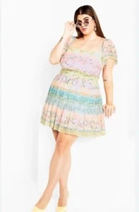 City Chic Women's Plus Size XXL Reece Lemon Chiffon Floral Dress - Picture 1 of 7