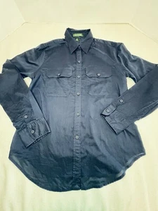 Lauren Ralph Lauren Navy Cotton Button LS Women’s S - Picture 1 of 9