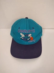 Charlotte Hornets NBA Basketball Snapback Hat Cap Rare Vintage YOUNGAN 90's Teal - Picture 1 of 8