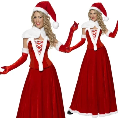 Disfraz de Papá Noel de lujo para mujer Navidad Navidad Vestido elegante Nuevo Foto 1 de 2
