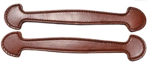 Juego de 2 asas de maletero de vapor de cuero marrón doble y cosido #102BRN - Imagen 1 de 3