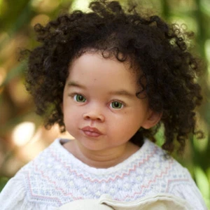 30inch Finished Reborn Baby Doll Black Skin Doll Hand-Rooted Hair Birthday Gift - Picture 1 of 2