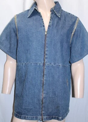 Sean John Shirt Mens L Large Denim Zip Up Blue 100% Cotton Loop Collar Vintage - Image 1 of 4