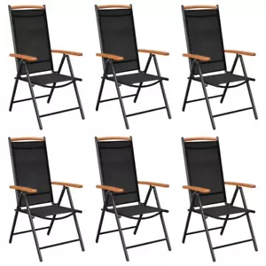 Folding Garden Recliner Chair Set 6 Pcs Beach Camping Outdoor Seat Furniture - Picture 1 of 7