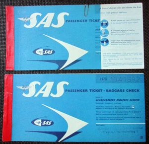 ALTES ROYAL SCANDINAVIAN AIRLINES SYSTEM PASSAGIER 02 TICKET 1962 SELTEN - Bild 1 von 2