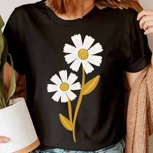 Daisies Floral Flowers Nature Lovers Gift Novelty Womens T-Shirts Tee Top #NED - Picture 1 of 3