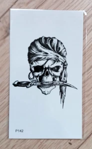 TATUAGGIO TEMPORANEO TESCHIO DI PIRATA 110mm X 60mm - Foto 1 di 1