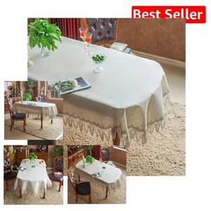 Stylish Stone Gray Lace Table Cover - Macrame Rectangle for Parties & Weddings - Picture 1 of 9