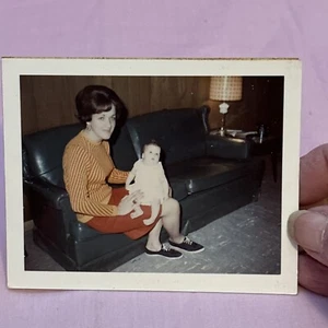 47) Vintage 1967 Woman & Baby Mother Daughter Color Photo Cardboardstock Backed - Picture 1 of 9