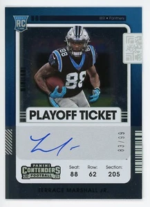 2021 Panini Contenders Terrace Marshall Jr Playoff Ticket Rookie Auto /99 **LESEN - Bild 1 von 2