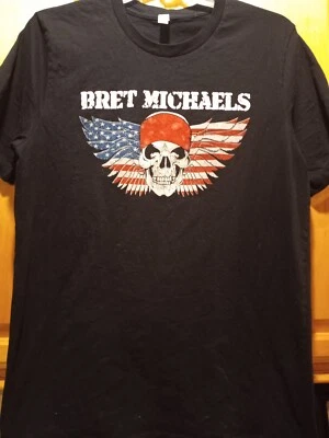 Bret Michaels - Camiseta Negra Peso Ligero, Calavera Bandera Americana Alas Talla L.   Foto 1 de 4
