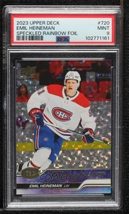 Serie extendida 2023-24 lámina arco iris moteado Emil Heineman PSA 9 COMO NUEVO novato radiocontrol - Imagen 1 de 3
