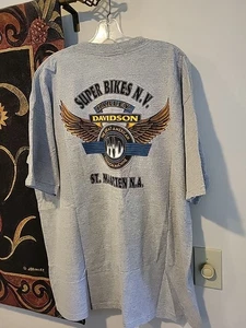 Rare VTG 1997 Harley Davidson St. Maarten Men's 2XL T-Shirt USA Made Holoubek - Picture 1 of 16