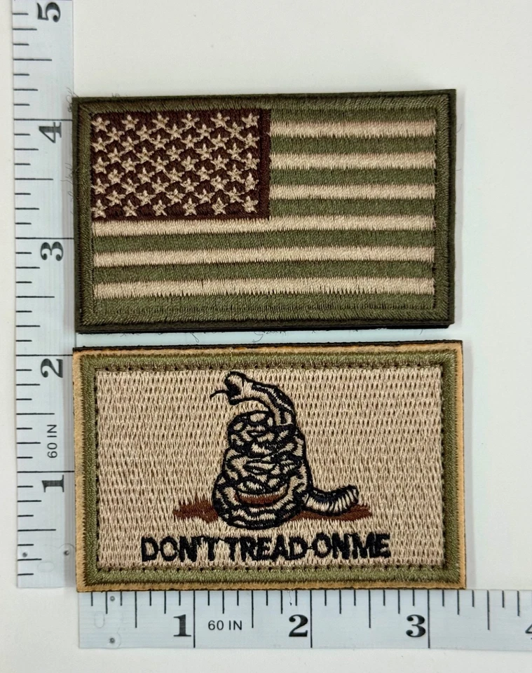 Embroidered 2-Patch Set - USA - Don’t Tread On Me - Military - Flag - Morale - Image 1 of 1