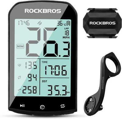 ROCKBROS Bike Computer Wireless Speedometer ANT+Bluetooth w/Speed Cadence Sensor - Image 1 of 4