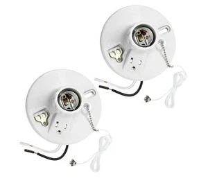 2 Pack Light Socket with Grounded Outlet, E26/E27 Base - Picture 1 of 7