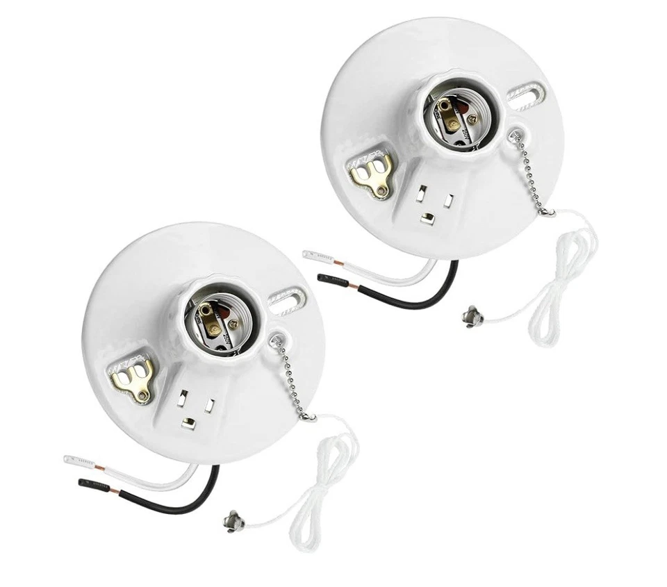 2 Pack  Light Socket with Grounded Outlet, E26/E27 Base - Image 1 of 4