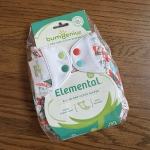BumGenius Organic Elemental Diaper, All in One, New - Picture 1 of 9