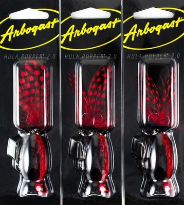 (LOTE DE 3) ARBOGAST HULA POPPER 2.0 3/8OZ G761-535 BLACK DEATH I1159 - Imagem 1 de 3