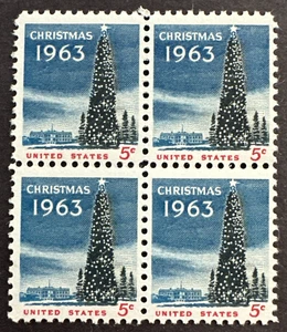 US 1963 Sc# 1240 Block of 4 MNH National Christmas Tree White House - Picture 1 of 2