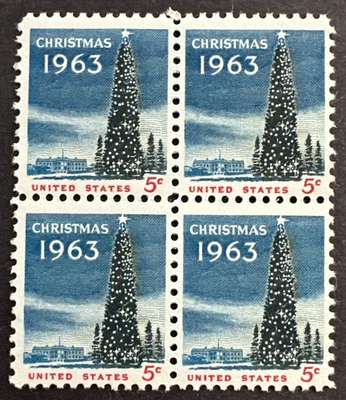 US 1963 Sc# 1240 Block of 4 MNH National Christmas Tree White House - Image 1 of 2