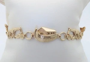 Noahs Ark Bracelets Gold Women Solid Gold Jewelry Christian 10k Size 6.75 B177 - Picture 1 of 9