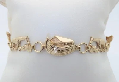 Noahs Ark Bracelets Gold Women Solid Gold Jewelry Christian 10k Size 6.75 B177 - Image 1 of 4