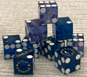 Vintage Casino Aztar City Of Evansville gebohrte Würfel 9 Stück blau - Bild 1 von 6
