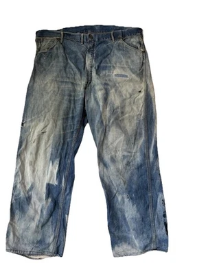 WASHINGTON DEE CEE denim Jeans 42x27 50s usa Farm Faded Repairs Gripper Zipper - Image 1 of 4