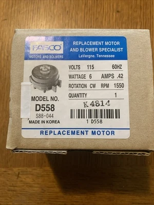 Fasco D558 115v 6w Bearing Fan Motor New In Box NOS S88-044 - Image 1 of 4