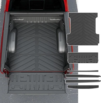 For 2015-2025 Ford F150 5.5FT Truck Bed Rail Caps Truck Bed Mat Tailgate Mat - Image 1 of 4