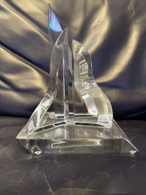 Vtg MCM Modern Art Signed Van Teal Lucite Clear Acrylic Sculpture - Image 1 of 4