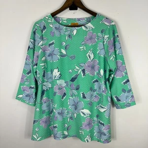 Top Ruby Rd Mujer M Verde Floral Punto Tejido Cottagecore Retro Boho Femenino Capricho - Imagen 1 de 5