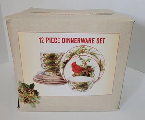 Cracker Barrel Cardinal Winter by Susan Winget  12 Piece Dinnerware Set - Picture 1 of 7