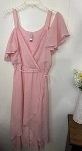 No Boundaries L Pink Chiffon High Low Dress - Picture 1 of 7