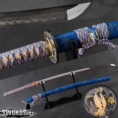 SJ SHI JIAN Japanese Clay Tempered Samurai Katana Sword Folded Steel Sharp Blade Real Hamon