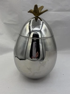 "Frasco de 7"" Michael Aram Dove Bird de metal plateado en forma de huevo" Foto 1 de 4