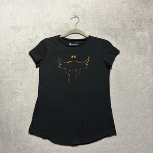 UA Under Armour Project Rock Black T-Shirt Girl's YLG Youth Large - Picture 1 of 9