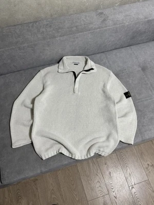 Archive Vintage Stone Island 00s White Knit 1/3 Zip Sweater Sweatshirt - image 1 of 4