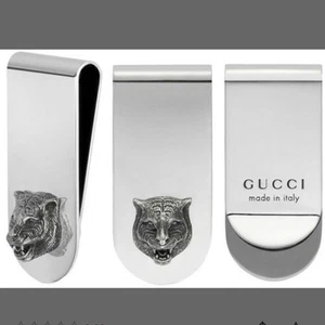 Gucci Tiger Wallet Money Clip Silver Ag925 Unisex With Box Made in Italy - Picture 1 of 9